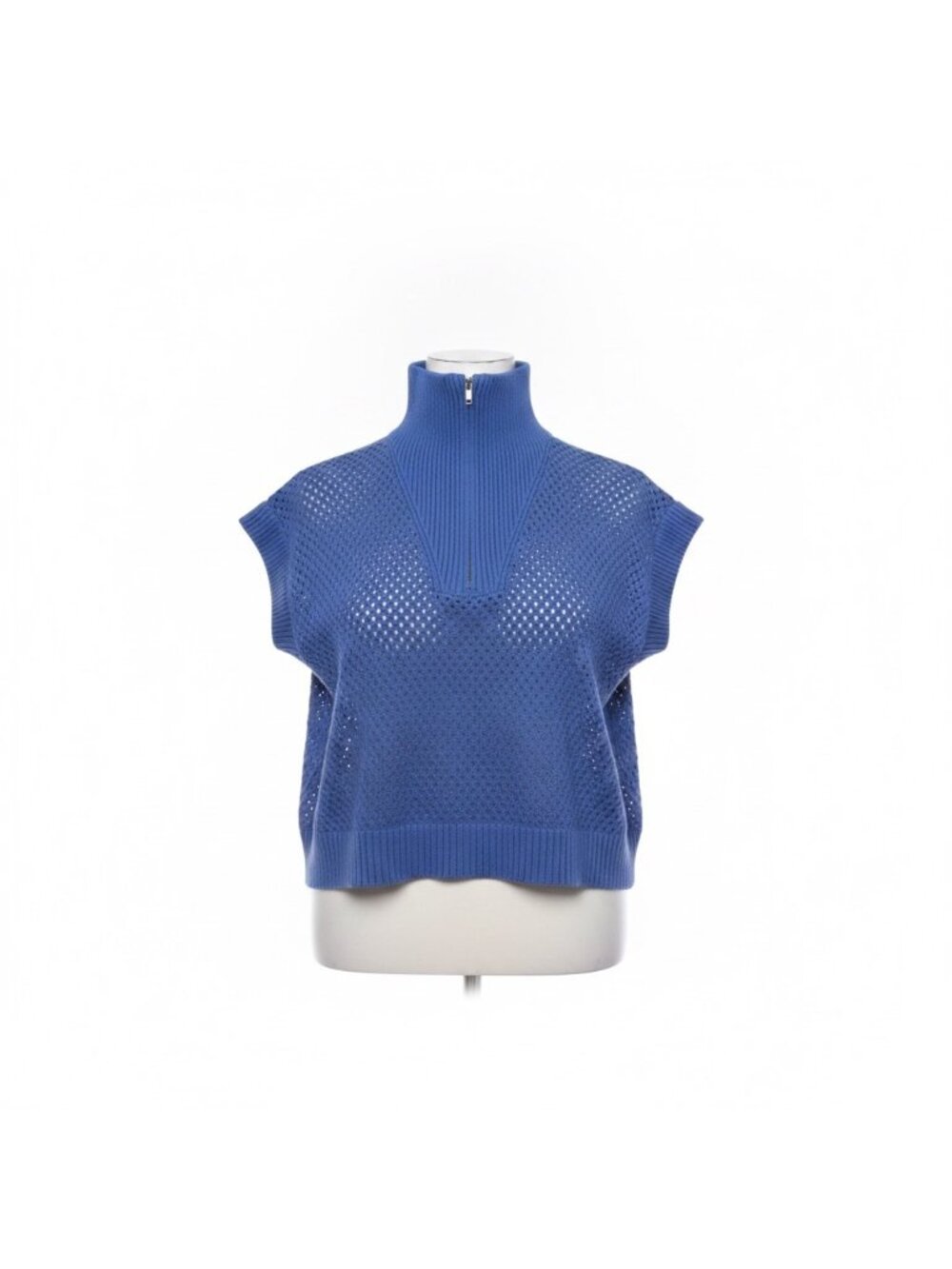 Vici Womens Royal Blue High Neck Sleeveless Textured Knit Sweater Vest Sz M